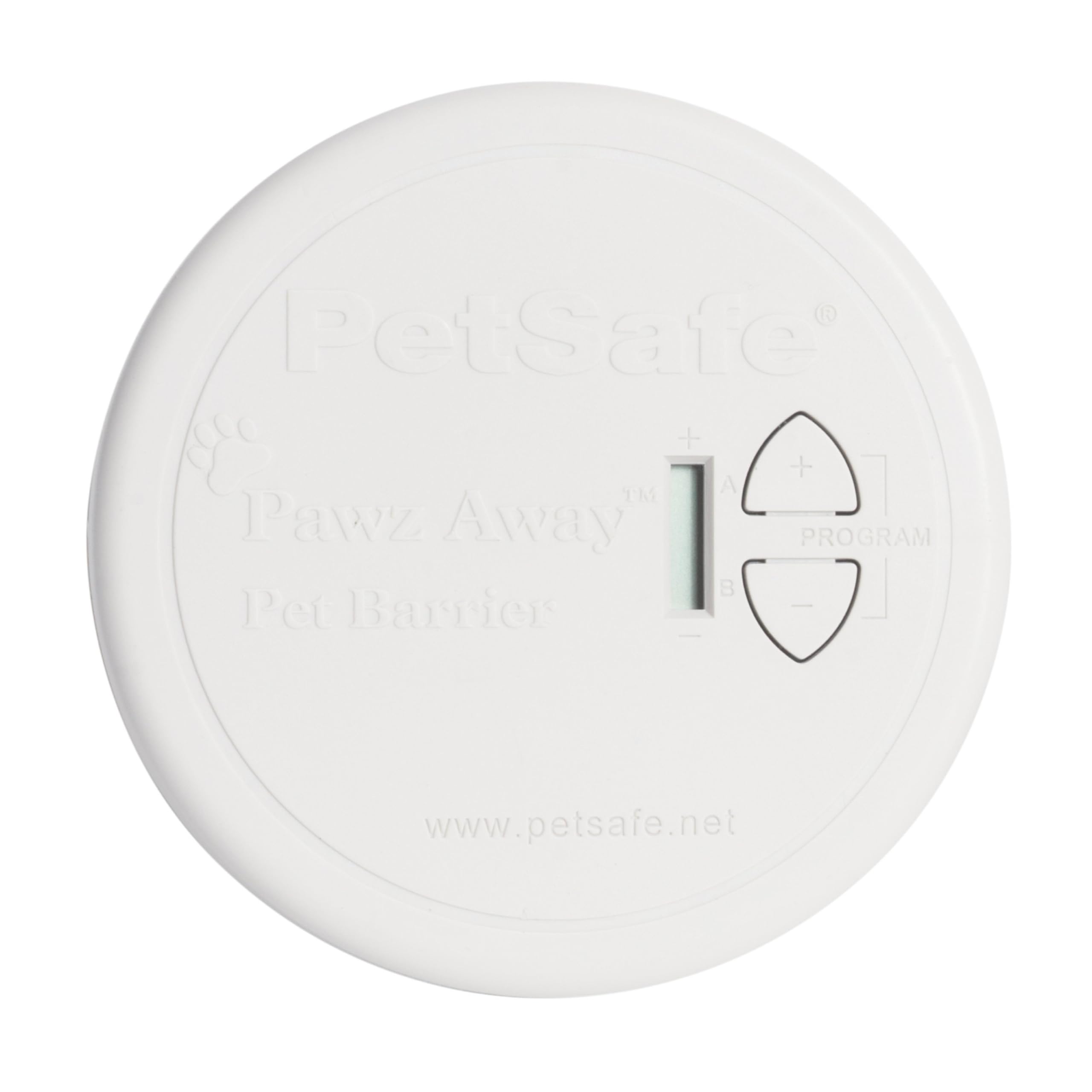 Petsafe Pawz Away indoor transmitter demonstrates discreet placement for zone control.