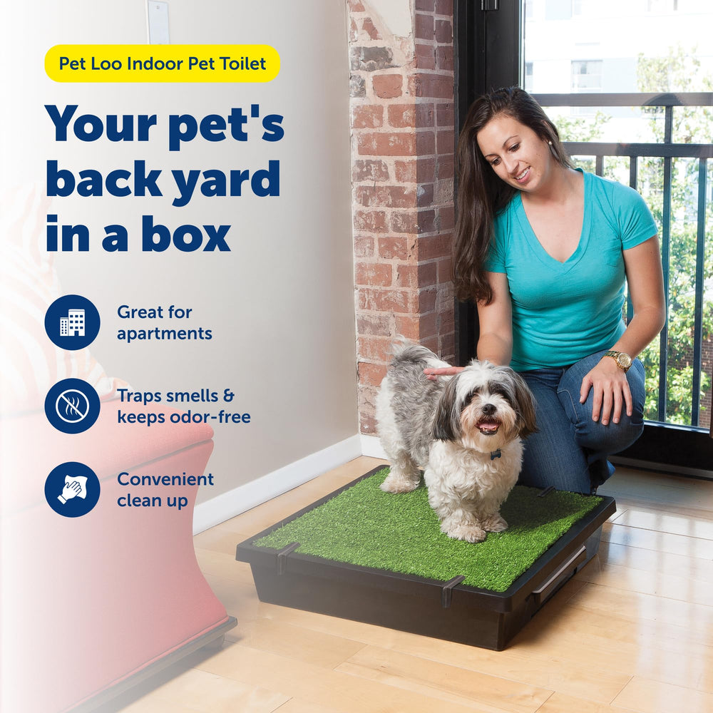 PetSafe Pet Loo grass mat demonstrates easy cleaning after indoor potty.