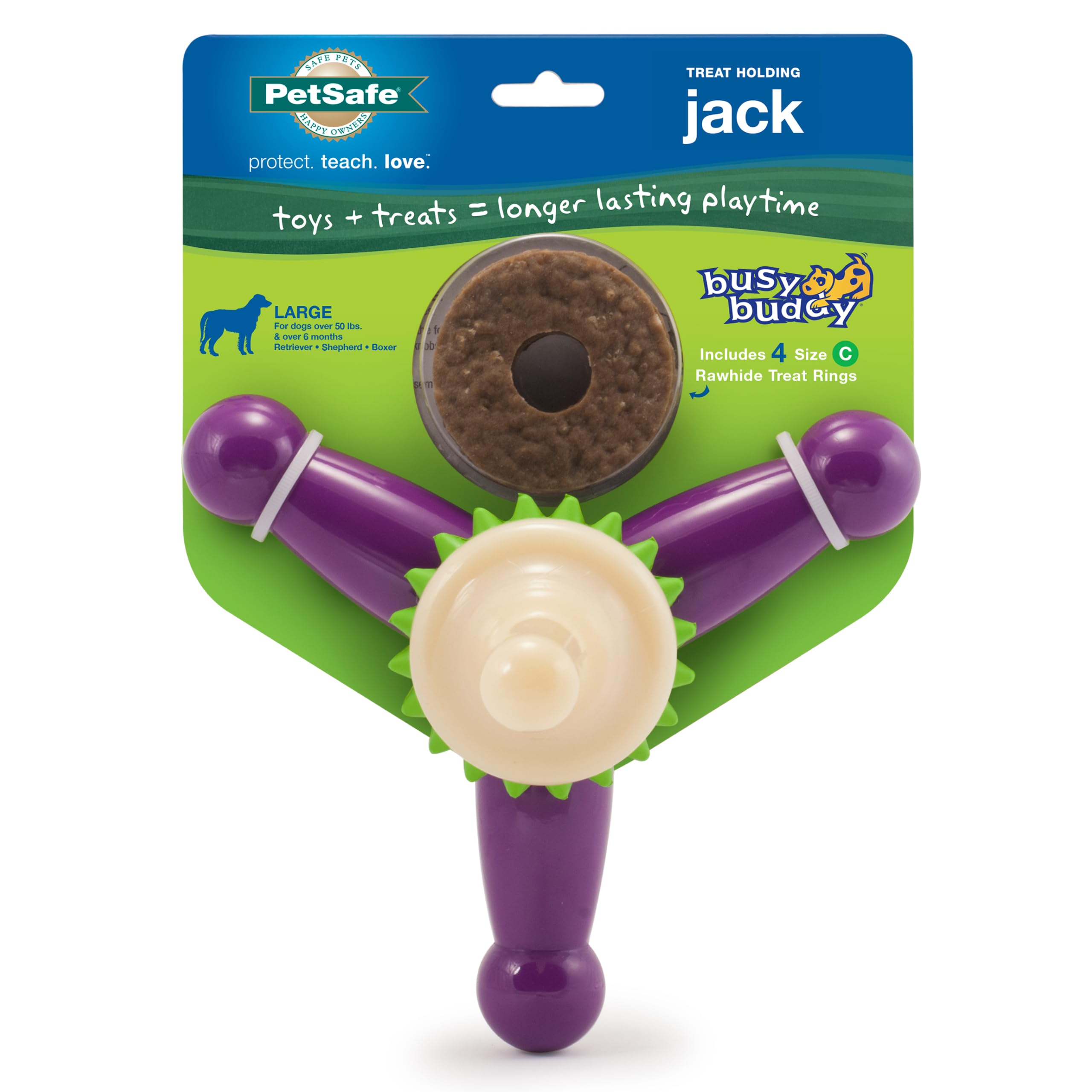 PetSafe Premier Busy Buddy Jack toy front view for large dogs with engaging design