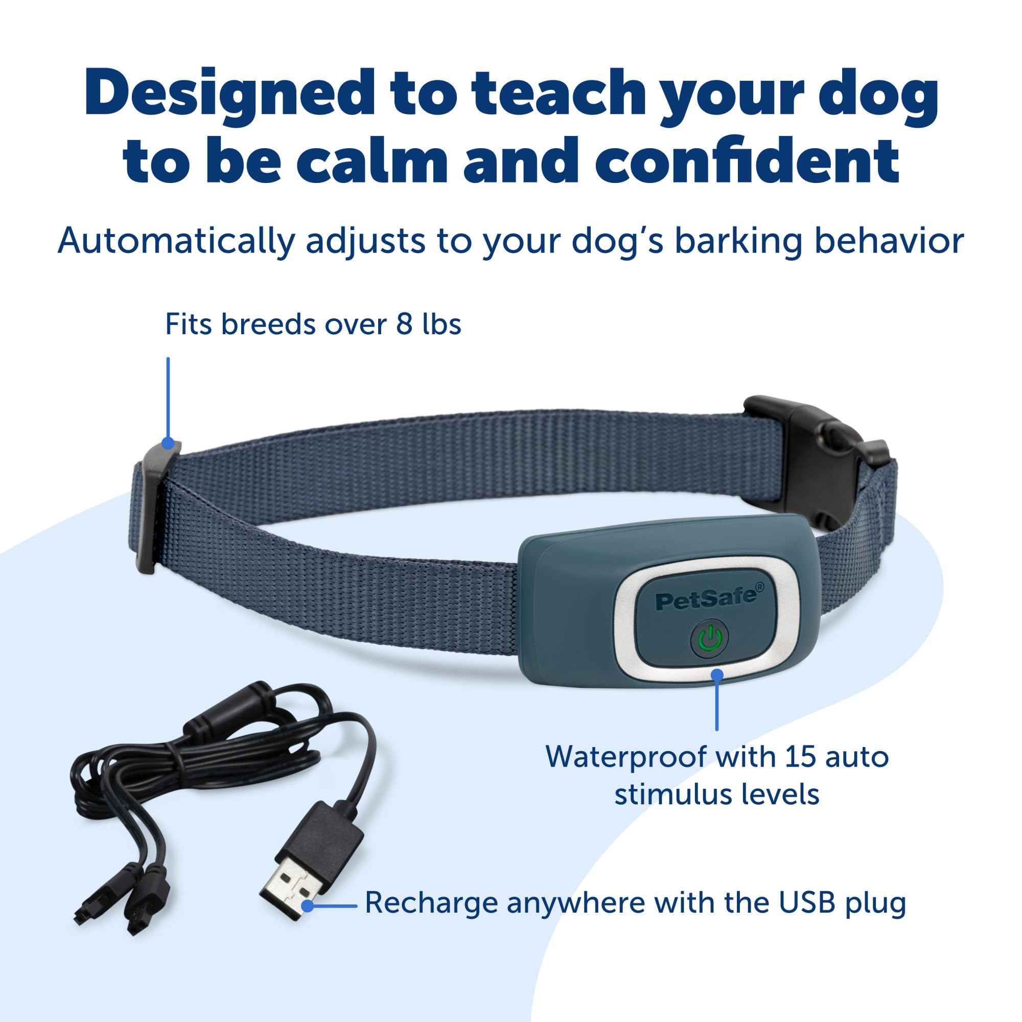 Weatherproof PetSafe bark collar designed for indoor and outdoor training sessions.