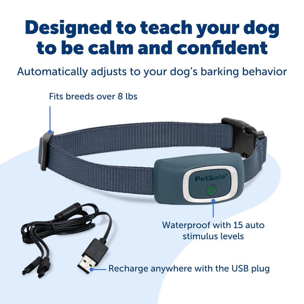 Weatherproof PetSafe bark collar designed for indoor and outdoor training sessions.