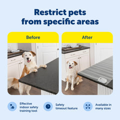 PetSafe ScatMat near Christmas tree discourages curious pets.