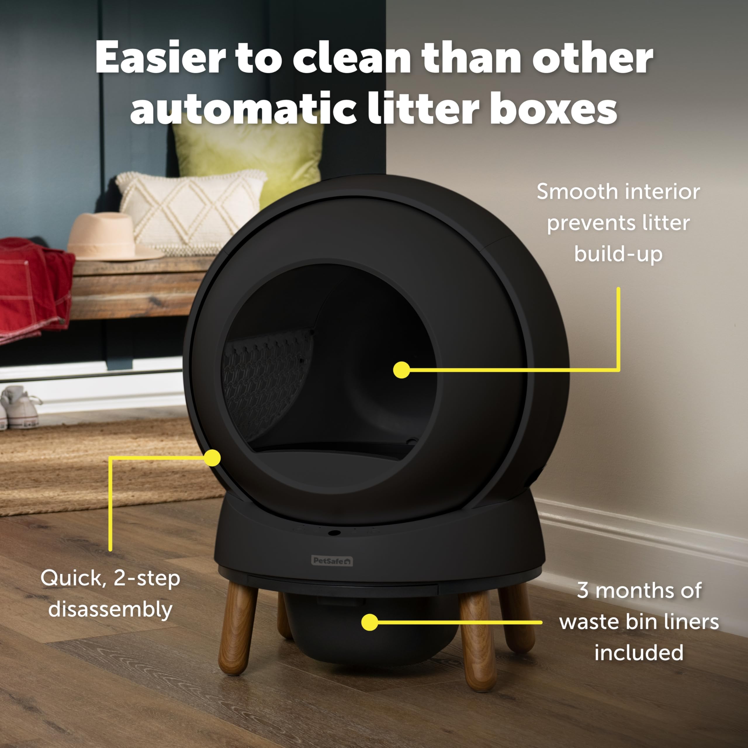Petsafe ScoopFree cat-access at 12-inch height for easy cat entry up to 25 lb.