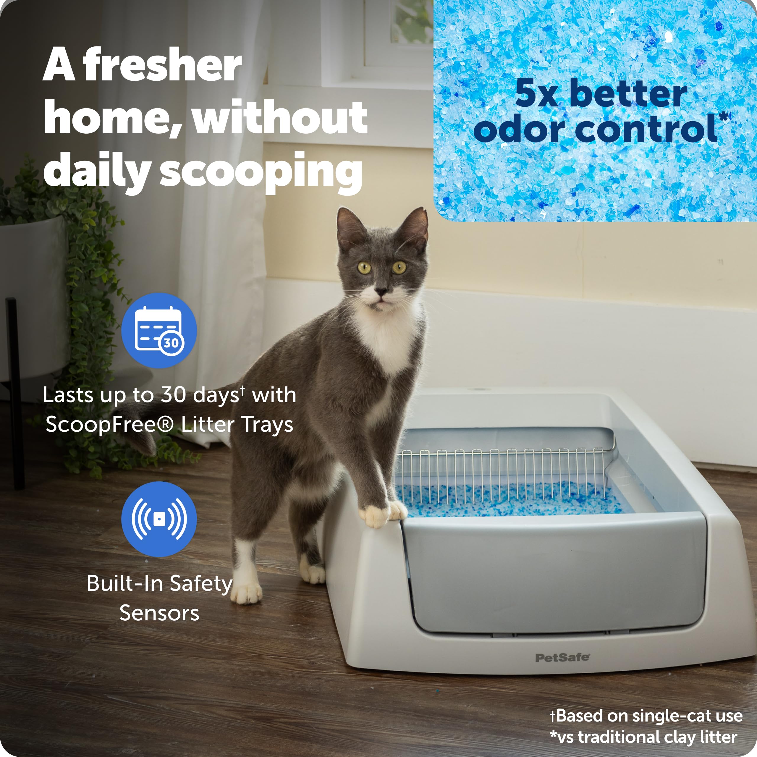 PetSafe ScoopFree Crystal disposable tray with lid ready for quick disposal.