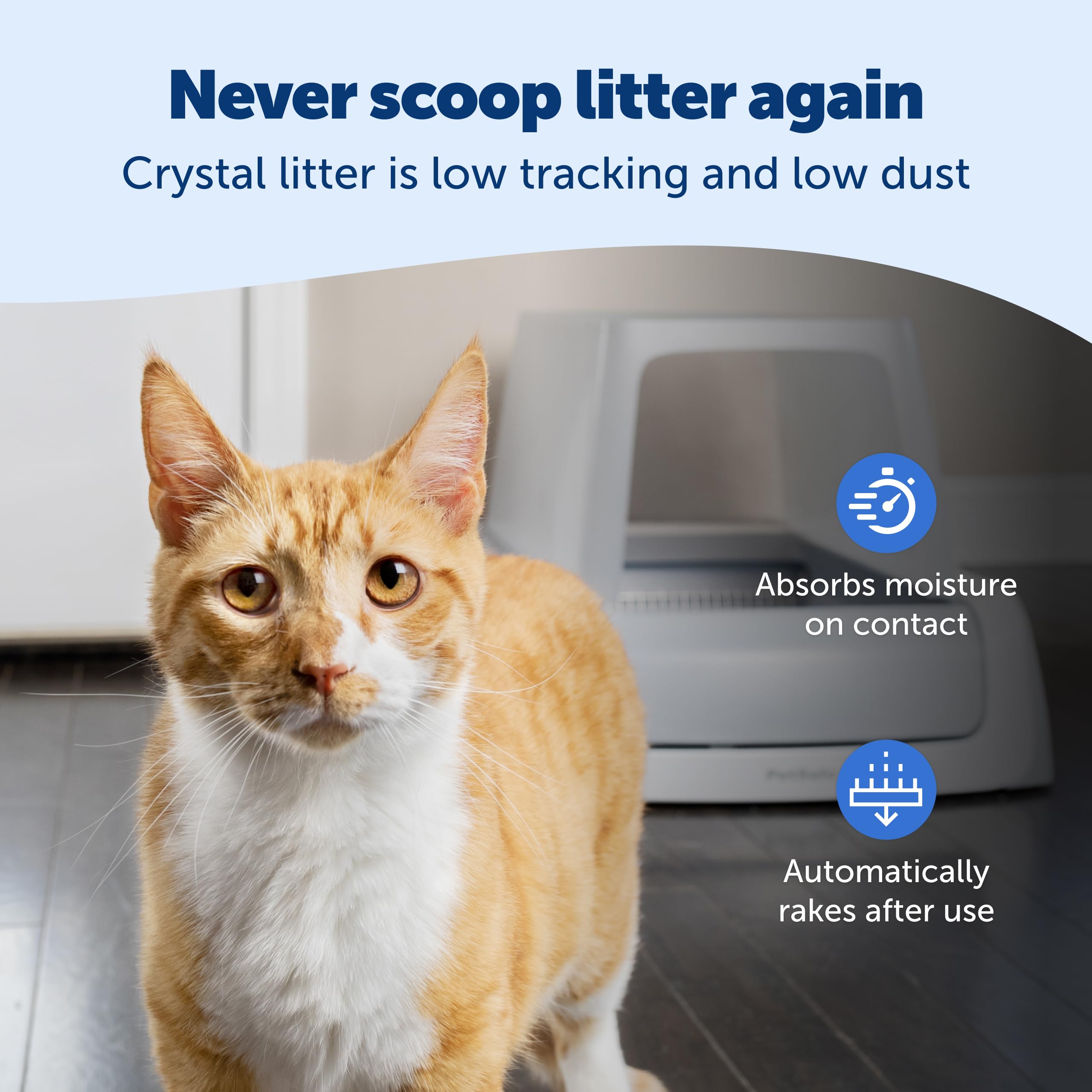 PetSafe ScoopFree Crystal Pro Legacy 99% dust-free crystals reduce tracking.