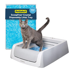 PetSafe ScoopFree Crystal Pro Legacy box top view shows hands-off litter management and odor control