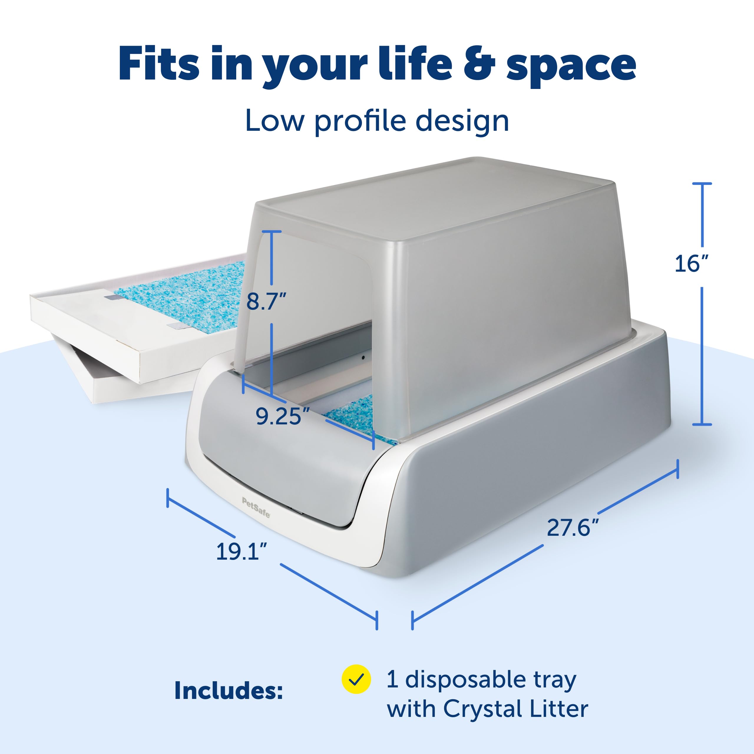 PetSafe ScoopFree Crystal Pro Legacy leak protection with lined trays.