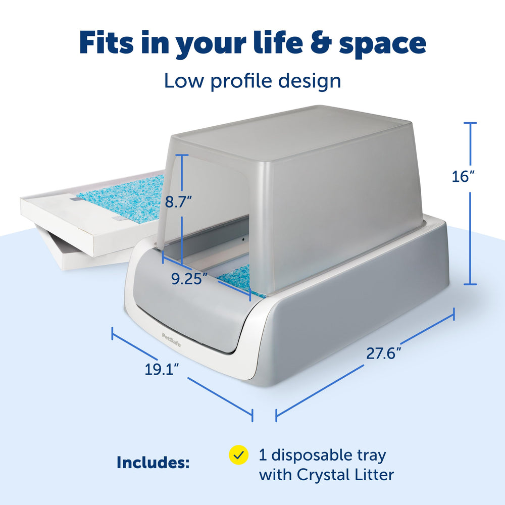 PetSafe ScoopFree Crystal Pro Legacy leak protection with lined trays.