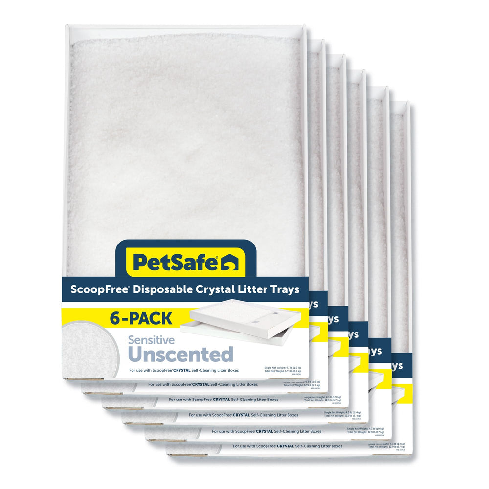PetSafe ScoopFree crystal tray with lid reduces spills and enables easy disposal