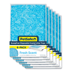 PetSafe ScoopFree disposable crystal litter tray packaging shows a convenient, pre-filled solution.