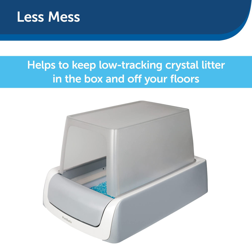 Privacy hood reduces litter scatter for cleaner floors with ScoopFree.