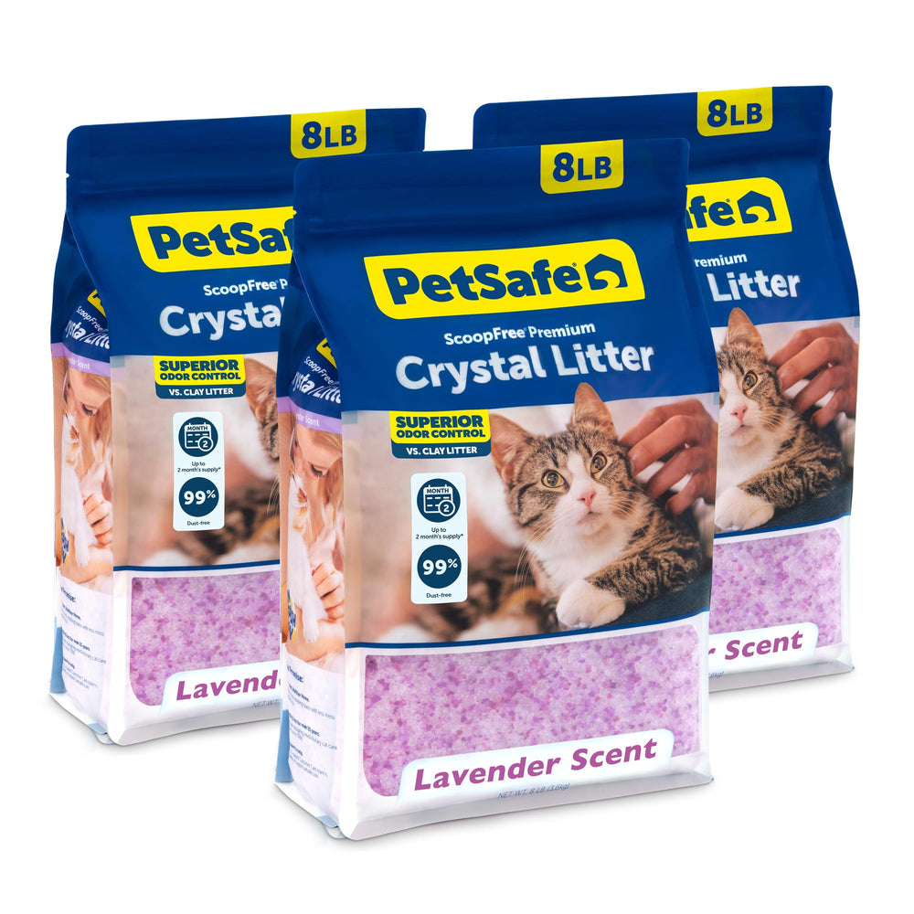 PetSafe ScoopFree lavender crystal litter bag demonstrates long-lasting odor control.