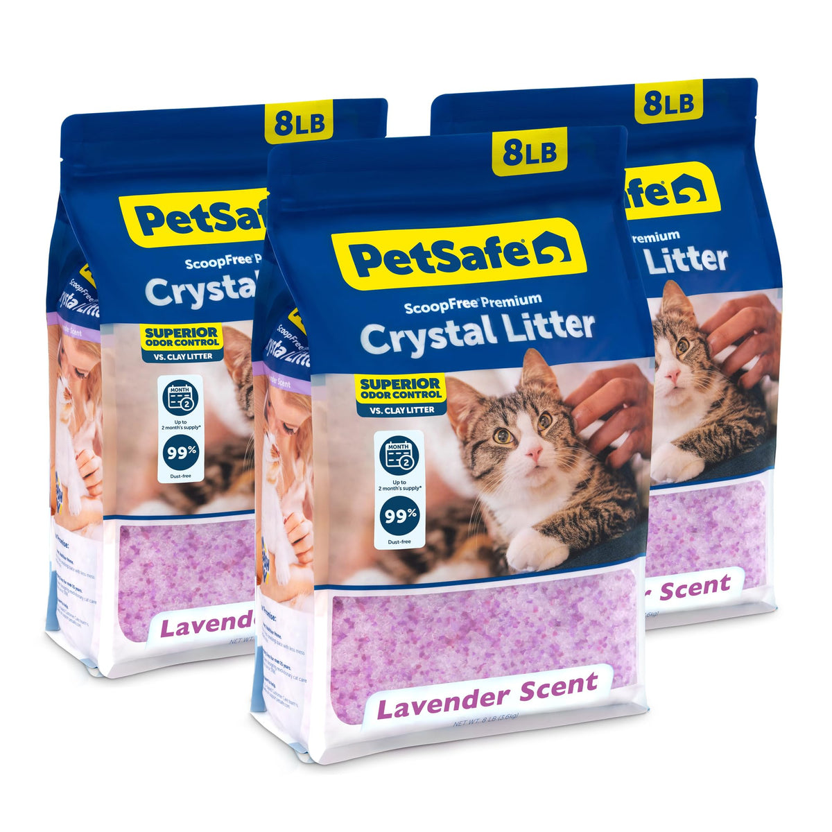 PetSafe ScoopFree lavender crystal litter bag demonstrates long-lasting odor control.
