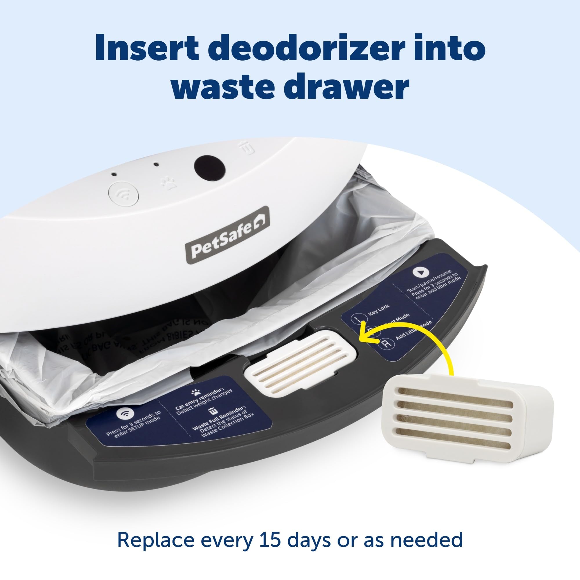 PetSafe ScoopFree OpenSky deodorizer packaging shows two-pack convenience for monthly freshness
