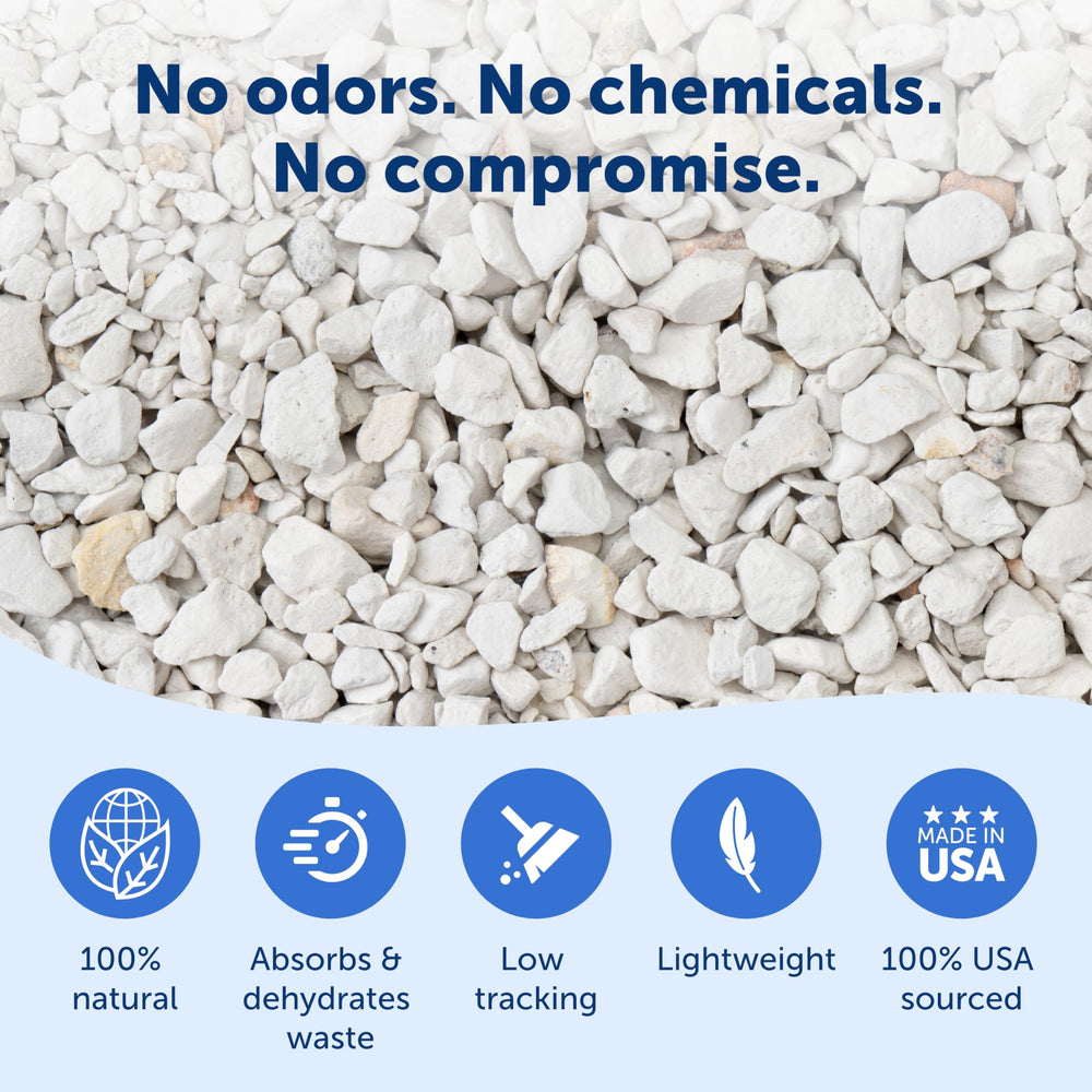 PetSafe ScoopFree Premium Natural Cat Litter close-up chemical-free fragrance-free composition.