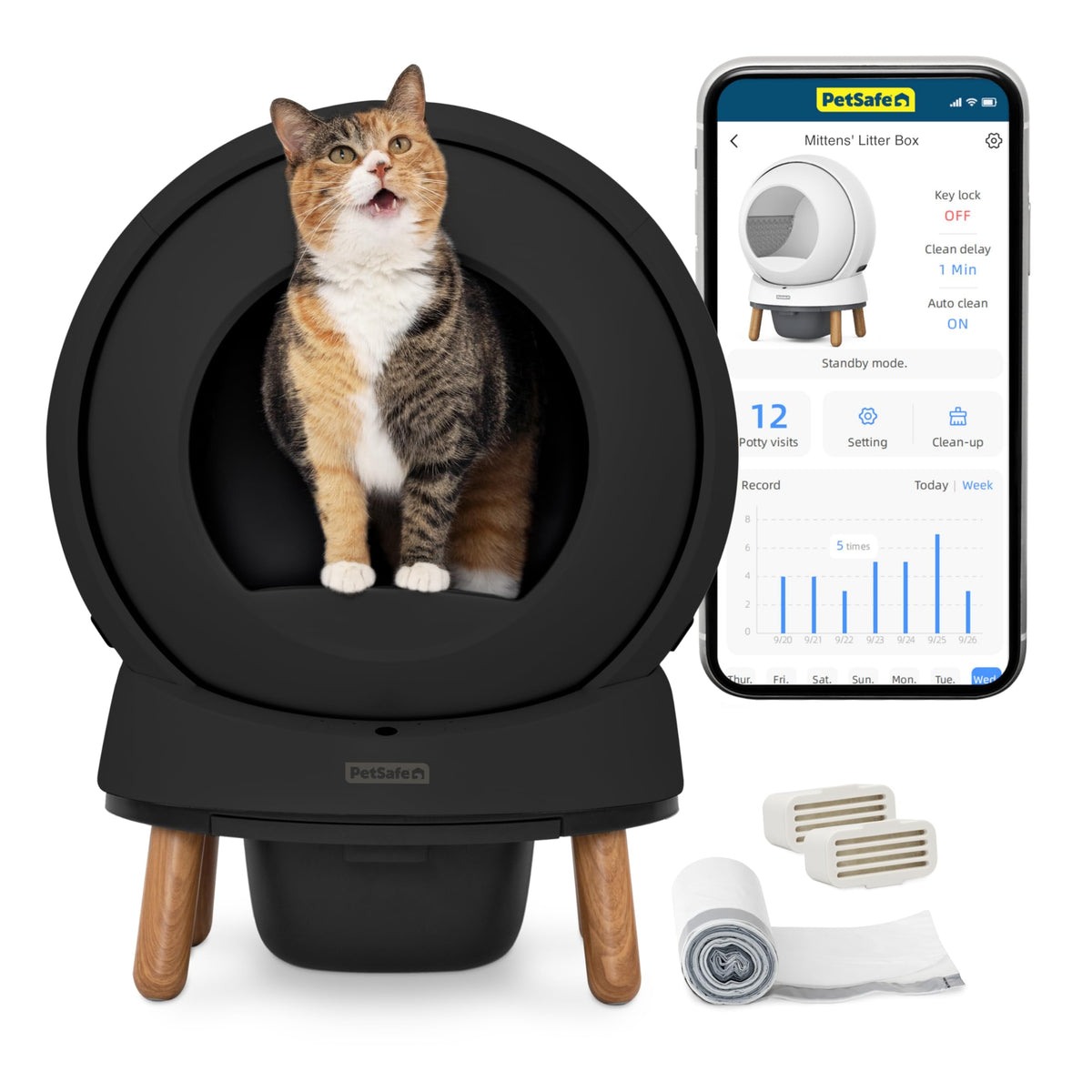 Petsafe ScoopFree SmartSpin sealed waste drawer demonstrates odor control.