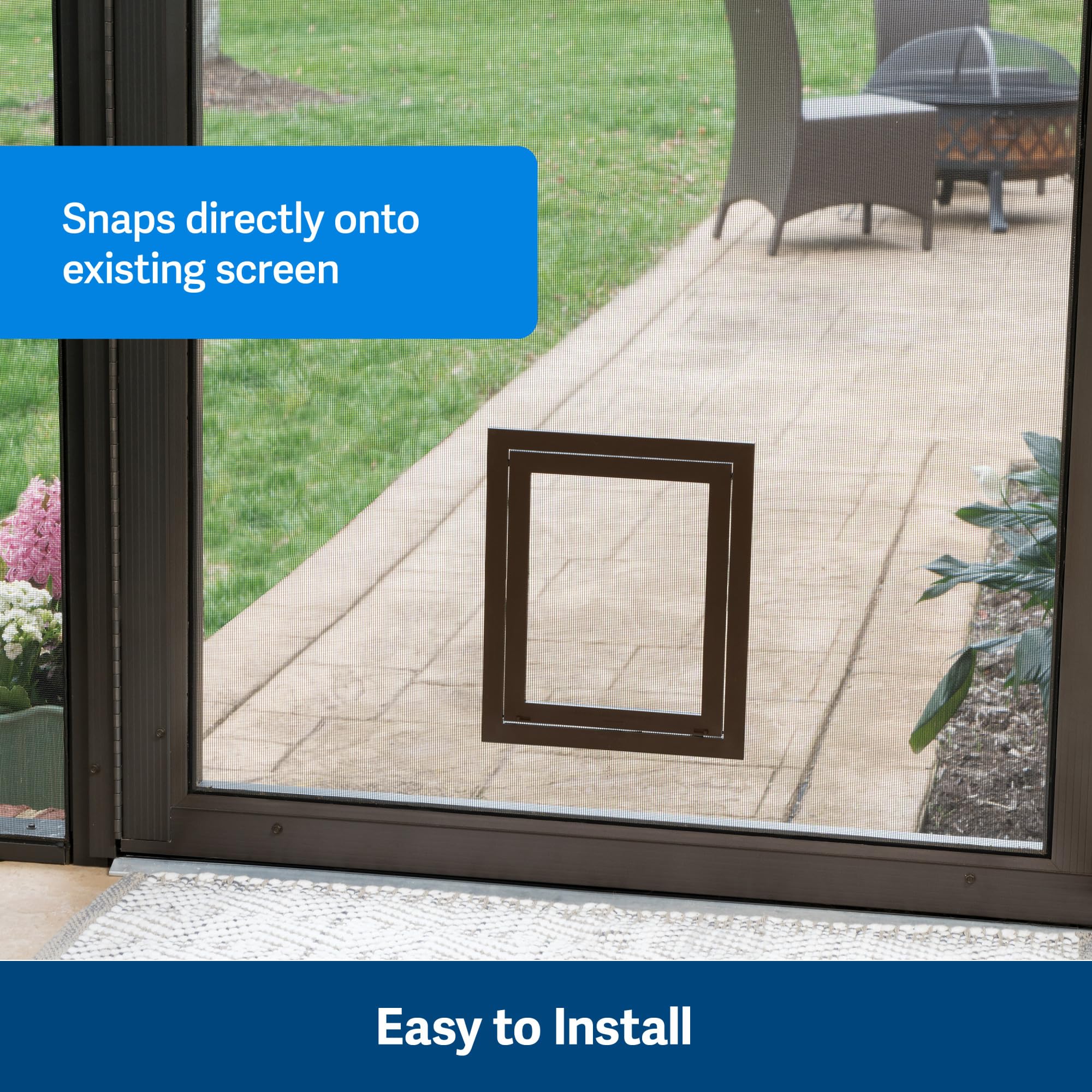 PetSafe door works with most metal or vinyl screens.