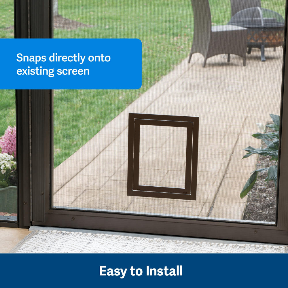 PetSafe door works with most metal or vinyl screens.