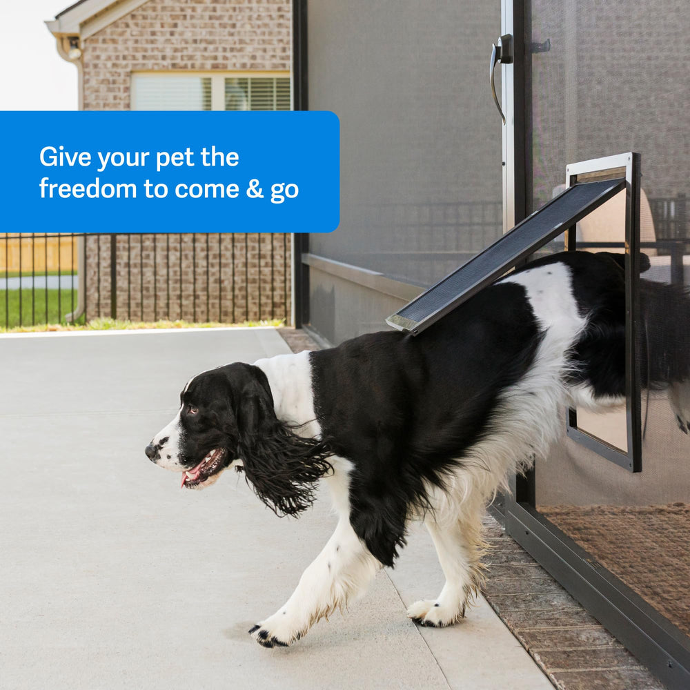 PetSafe door demonstrates quick DIY installation on a screen.