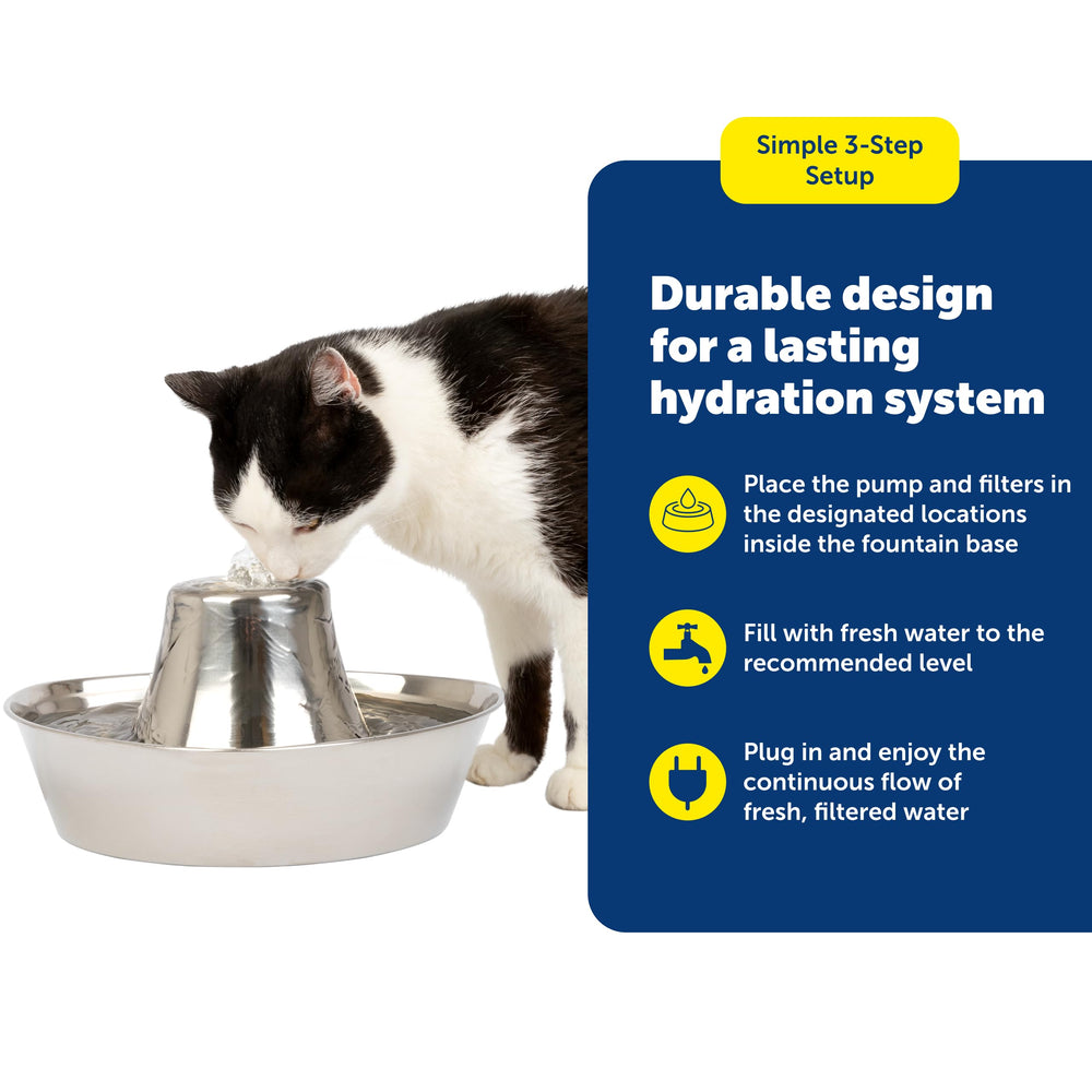 PetSafe Seaside stainless steel body demonstrates rust-resistant durability and hygienic appeal.