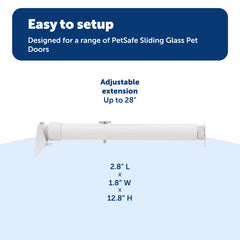 PetSafe security-bar bracket in use shows permanent installation option.