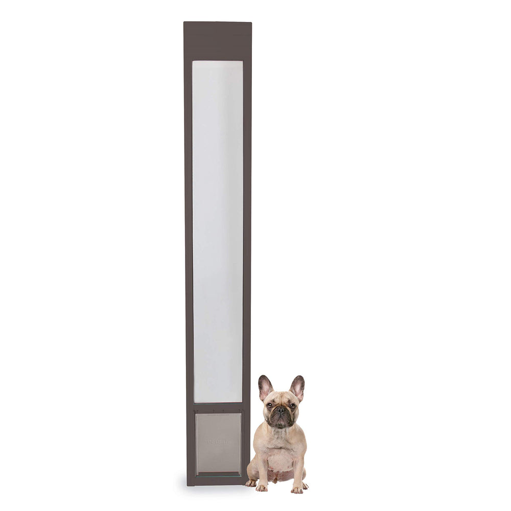 PetSafe sliding glass pet door in frame enables easy pet access.