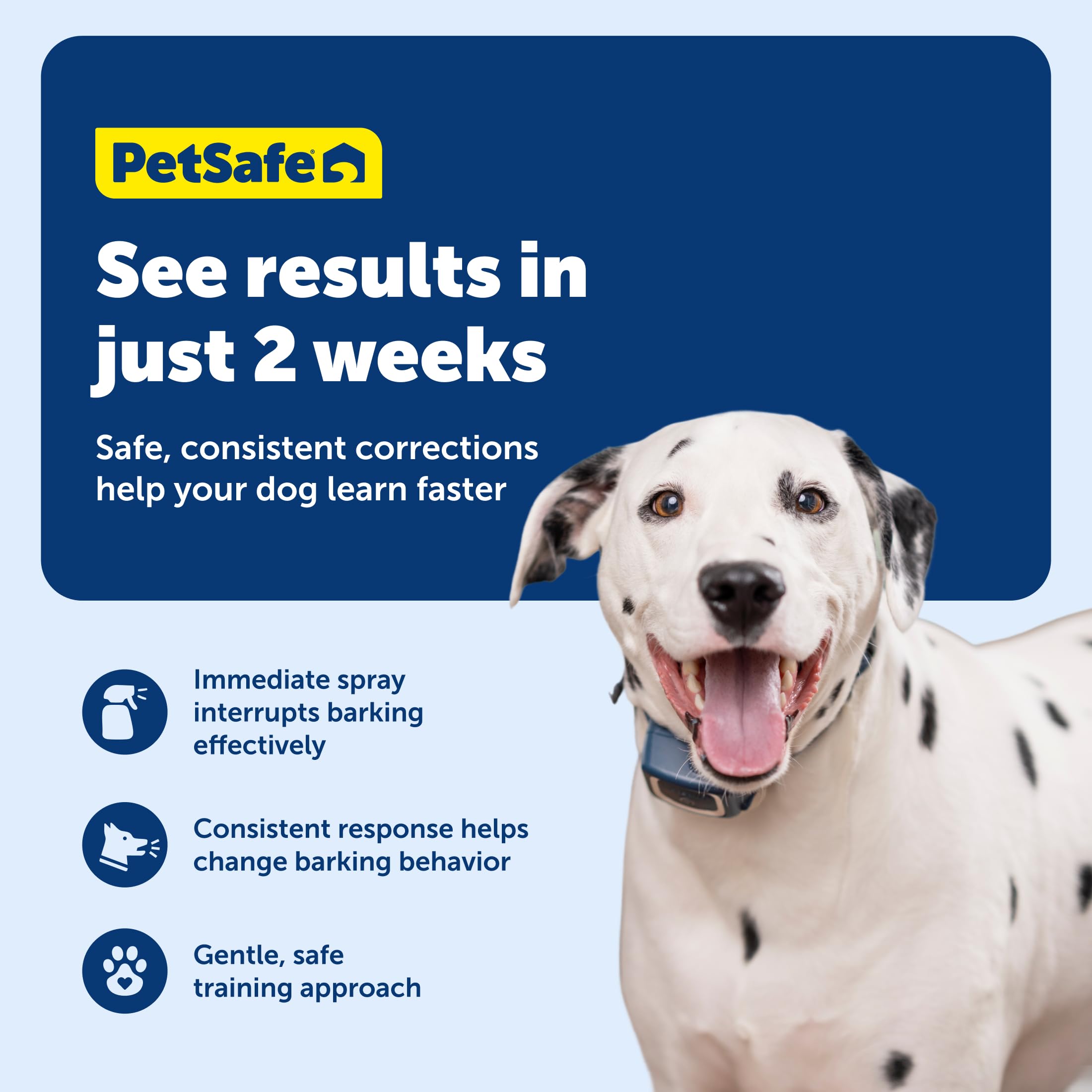 PetSafe Spray Bark Collar spray release captures immediate correction to deter excessive barking.