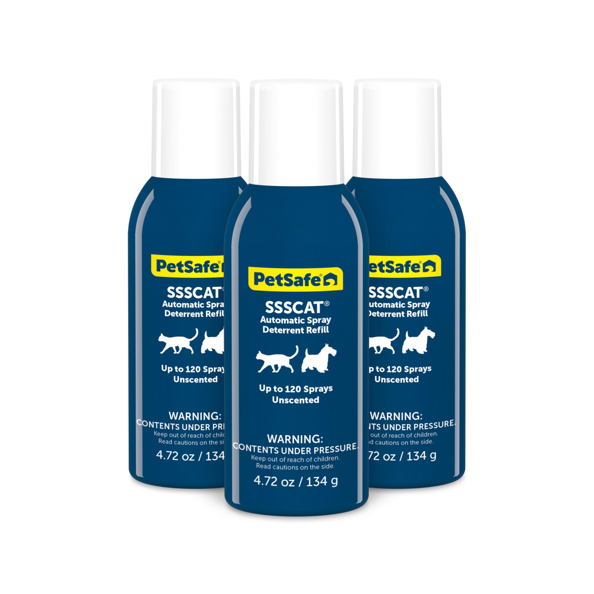 PetSafe SSSCAT refill can shows up to 120 sprays for restricted areas.