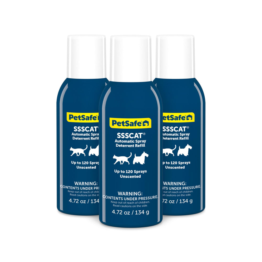 PetSafe SSSCAT refill can shows up to 120 sprays for restricted areas.