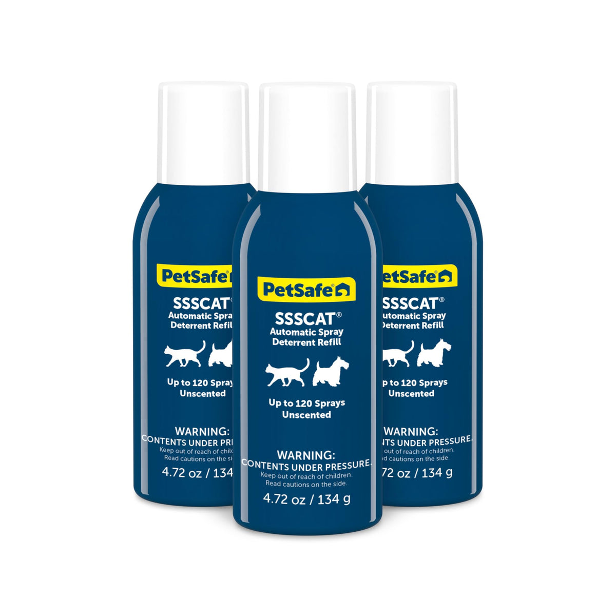 PetSafe SSSCAT refill can shows up to 120 sprays for restricted areas.