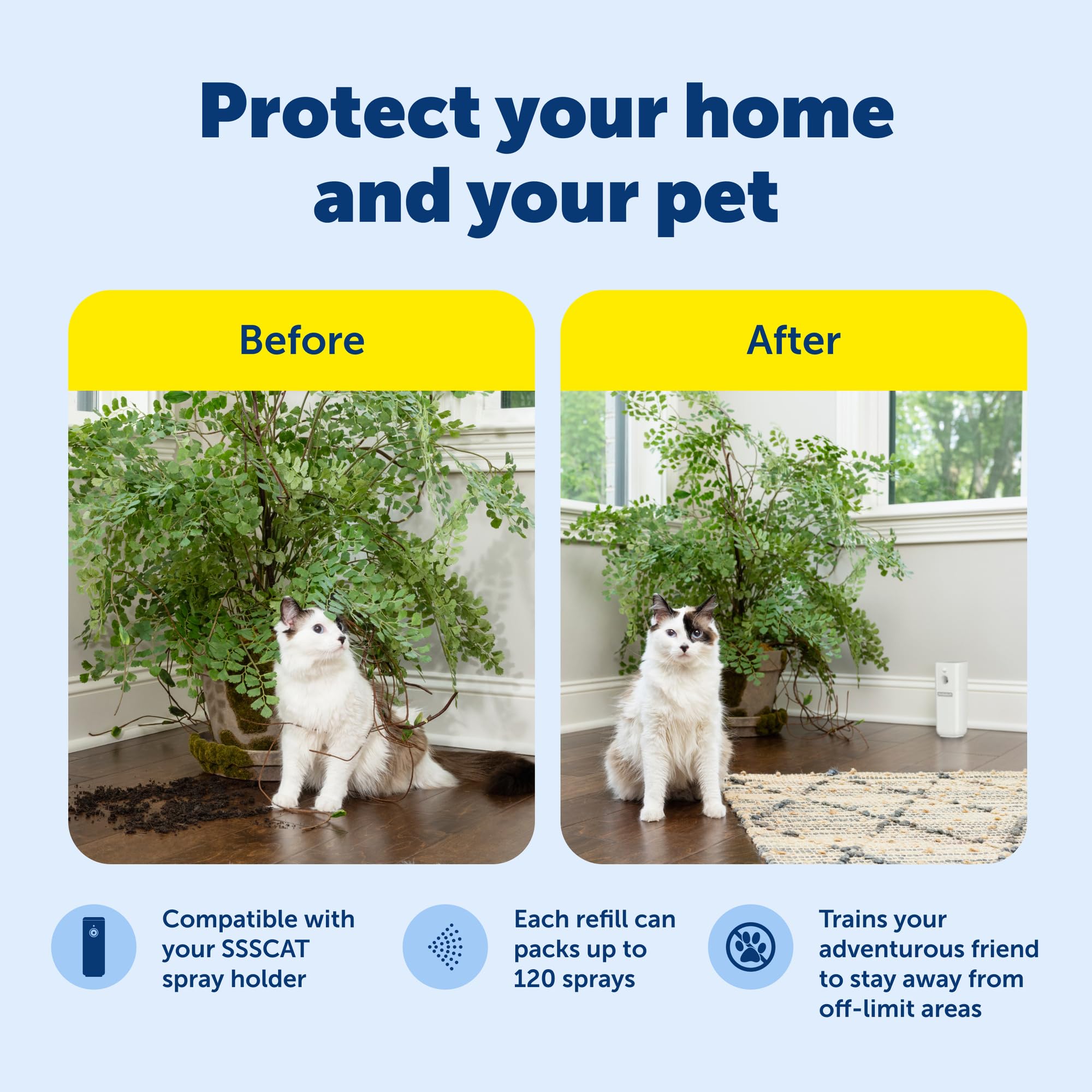 Odorless spray protects furniture while deterring pets.