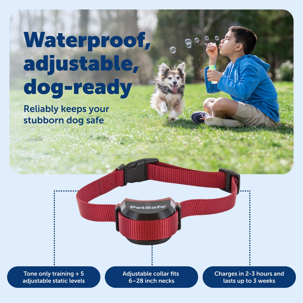 PetSafe Stay & Play collar charger ensures continuous use on trips.