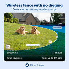 PetSafe Stay and Play boundary flags illustrate the setup for multi-pet use.
