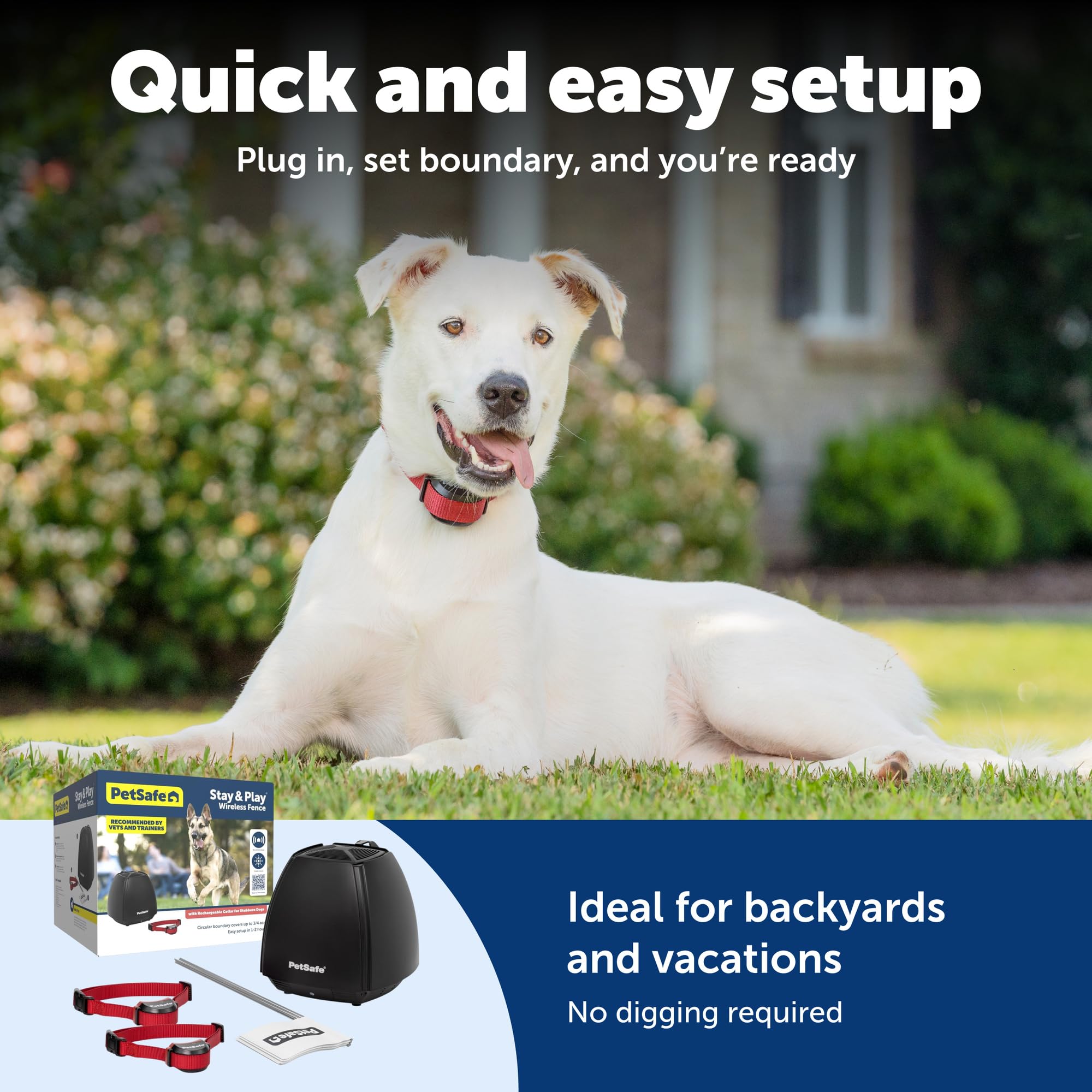 PetSafe Stay & Play portable system—great for camping or travel with an outlet.