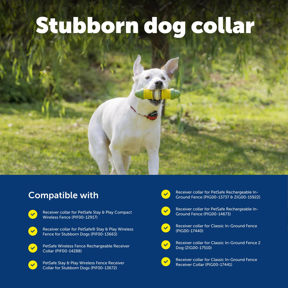 Slim ergonomic PetSafe Stay & Play collar fitting dogs of multiple sizes