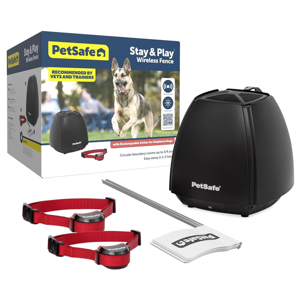 PetSafe Stay & Play wireless fence kit boundary—easy wire-free setup for portable containment.