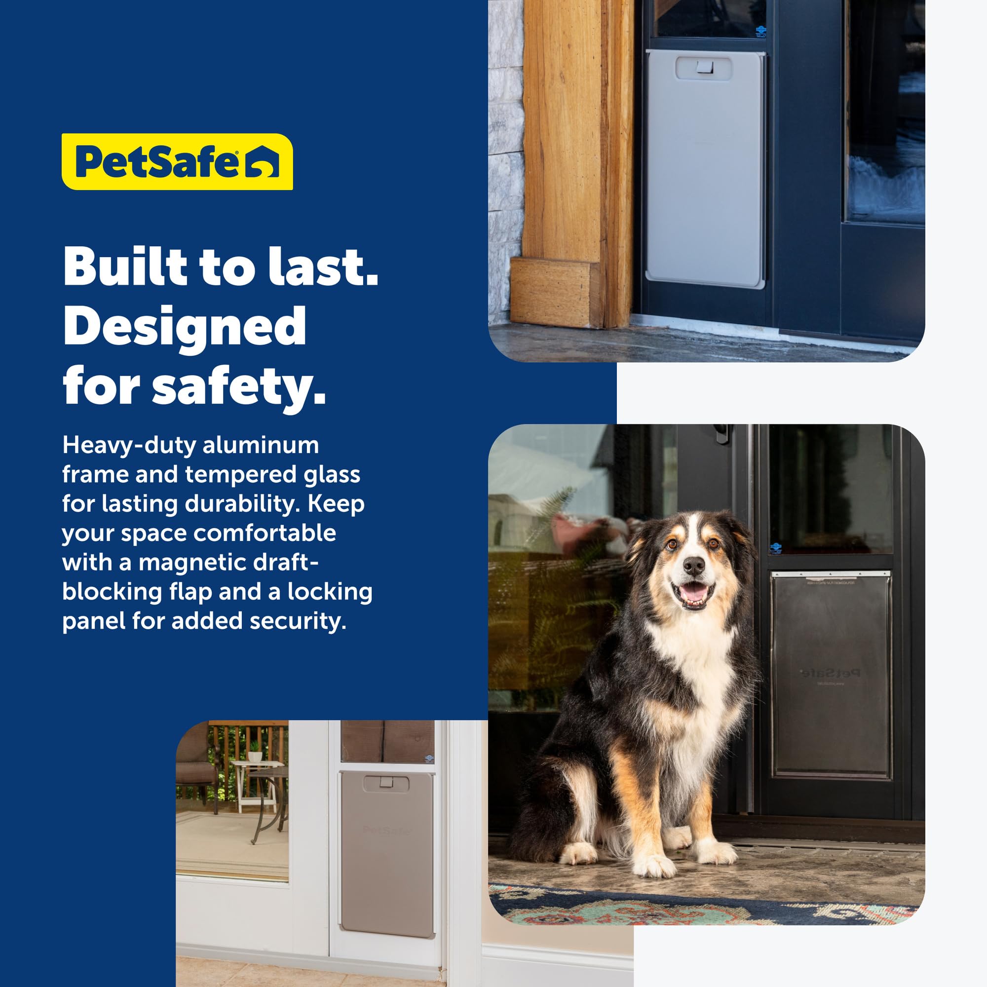 PetSafe tempered glass panel provides durable, clear visibility for pets.