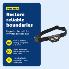 PetSafe tone and static correction option for customizable training.
