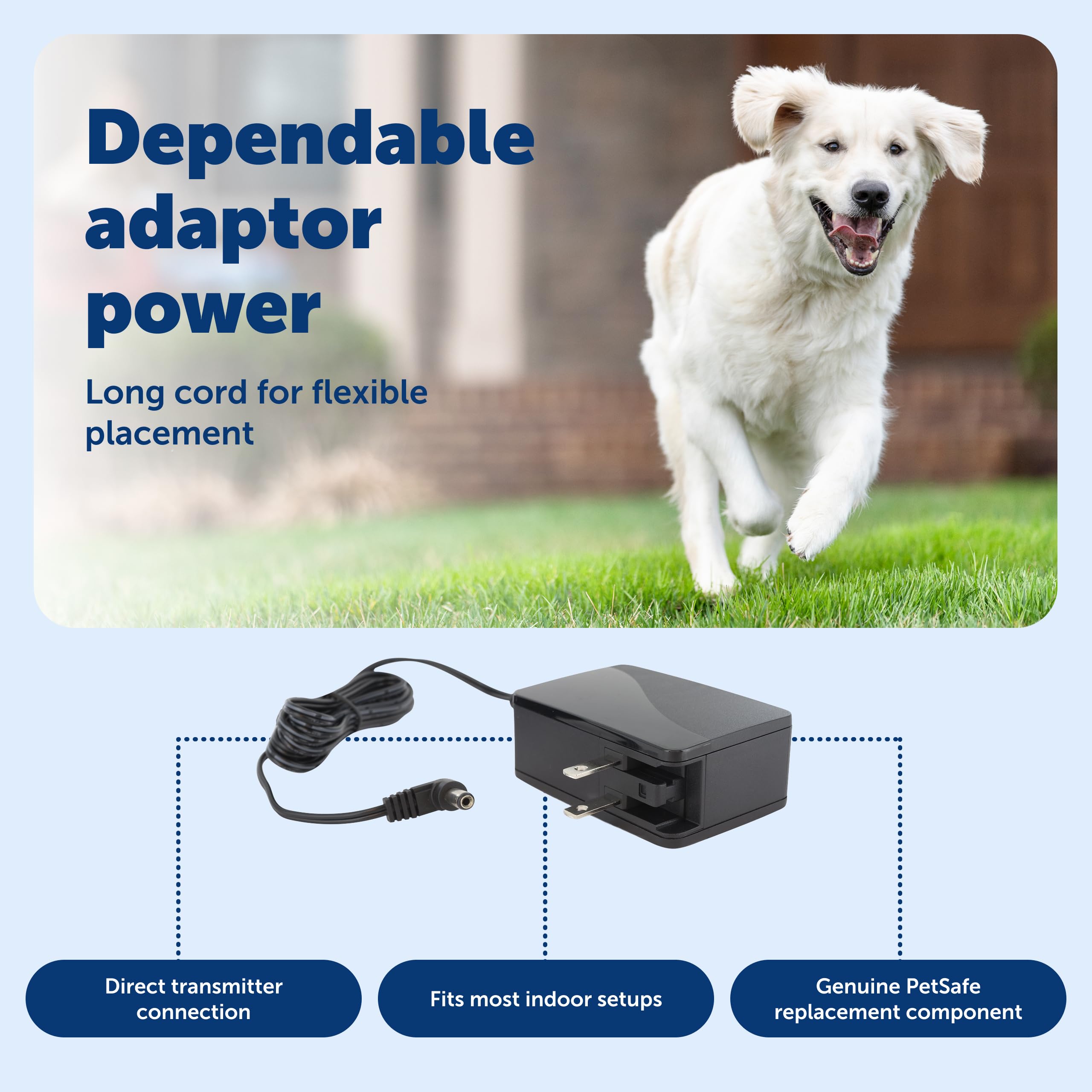 PetSafe Power Adaptor shows plug-in installation with transmitter for easy setup.
