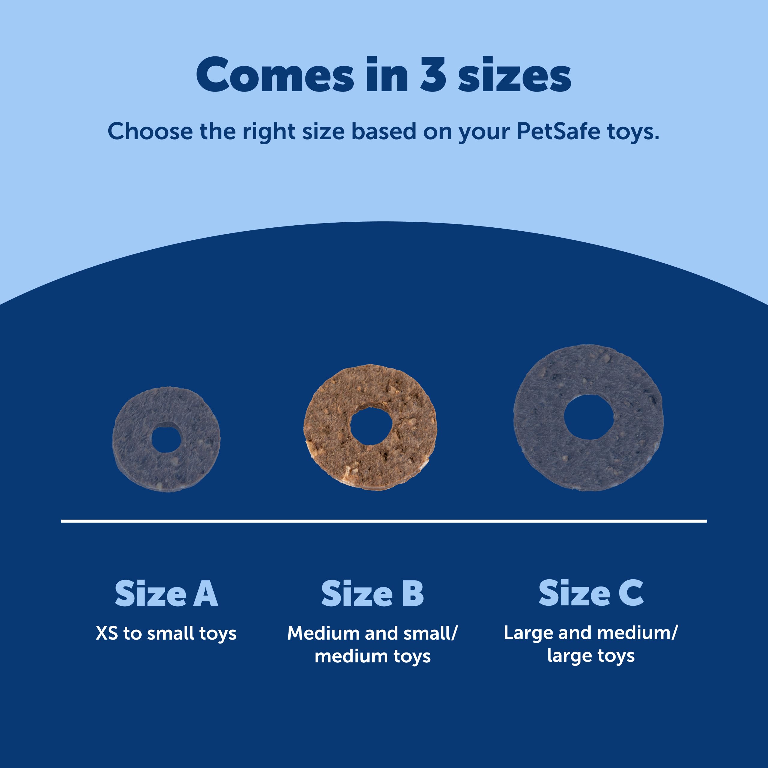 PetSafe Busy Buddy rings available in small, medium, and large sizes