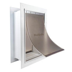 PetSafe wall-entry-door front view shows sturdy, weatherproof plastic frame.