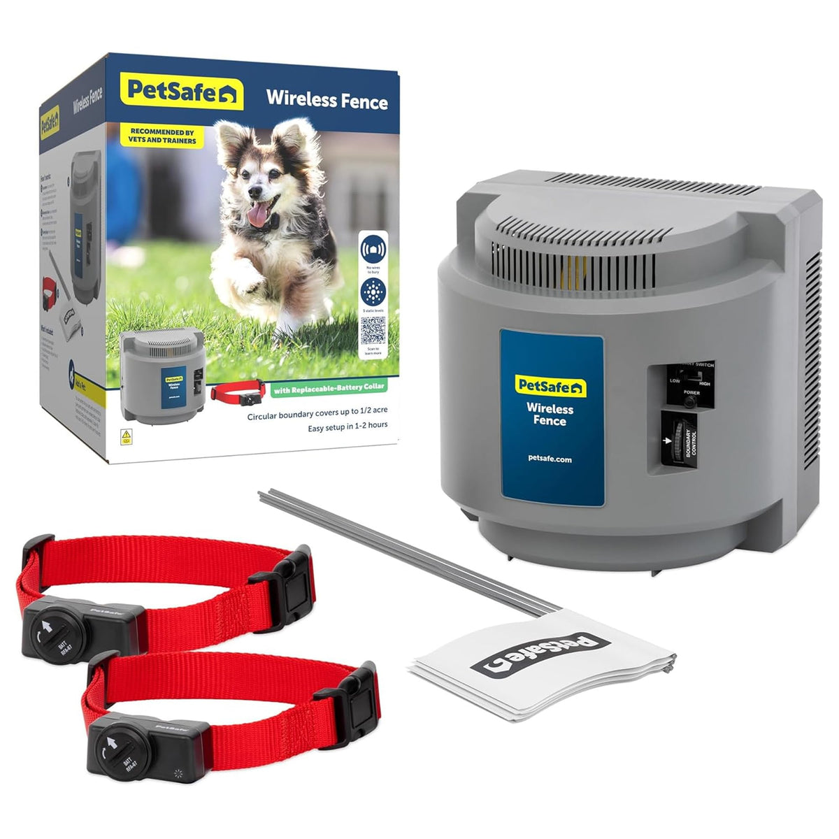 Petsafe wireless boundary transmitter showing easy indoor setup for a safe play area.