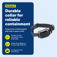 Petsafe YardMax battery indicator and charging view highlighting long life.