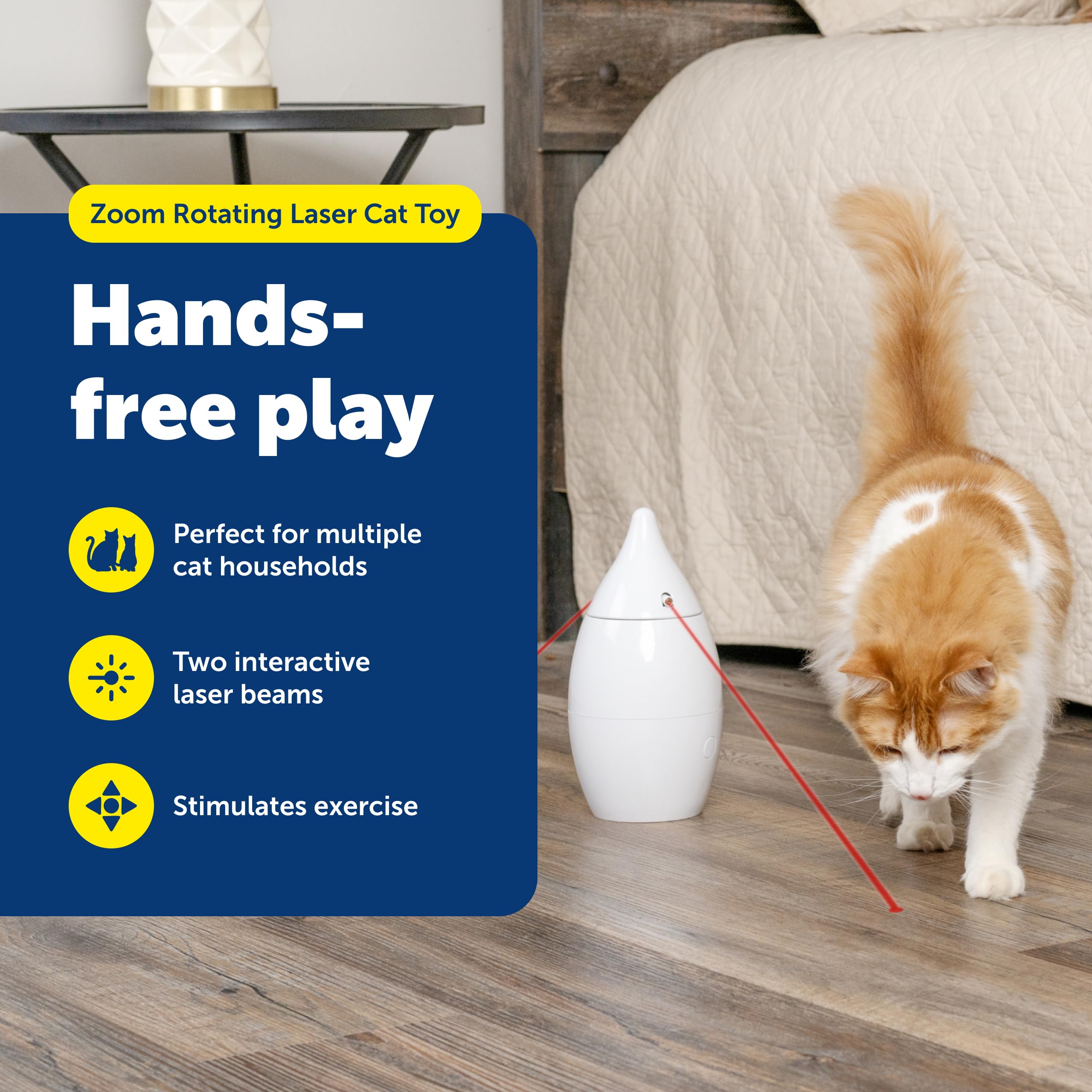 PetSafe Zoom laser toy spinning 360 degrees to engage multiple cats