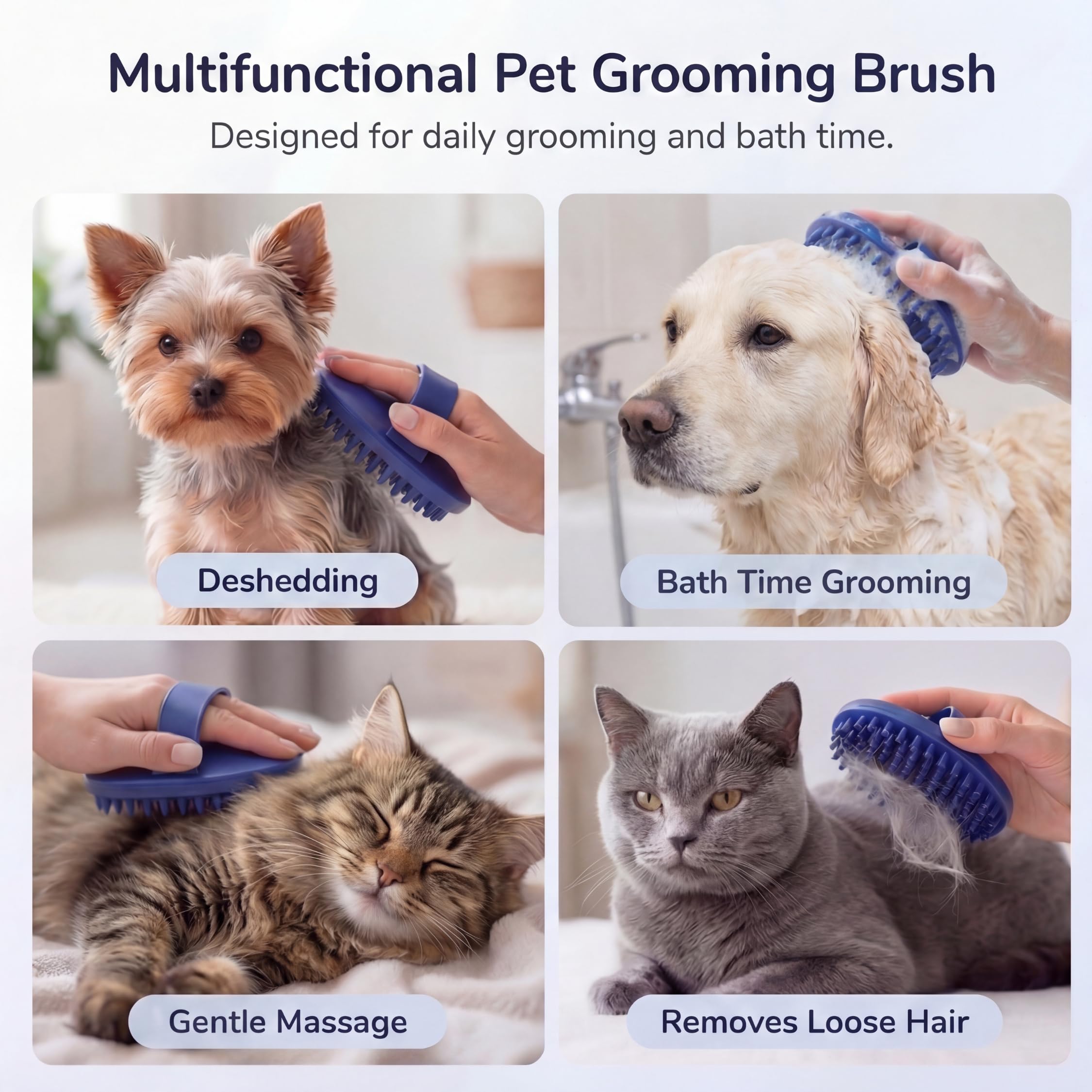 Pets&Goods grooming brush for short coats removes loose fur from dogs and cats