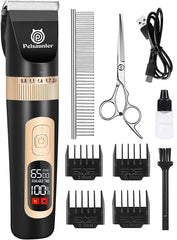 Petsaunter dog clippers blades closeup showing sharp titanium ceramic blades for a smooth trim and efficient thick-coat handling.