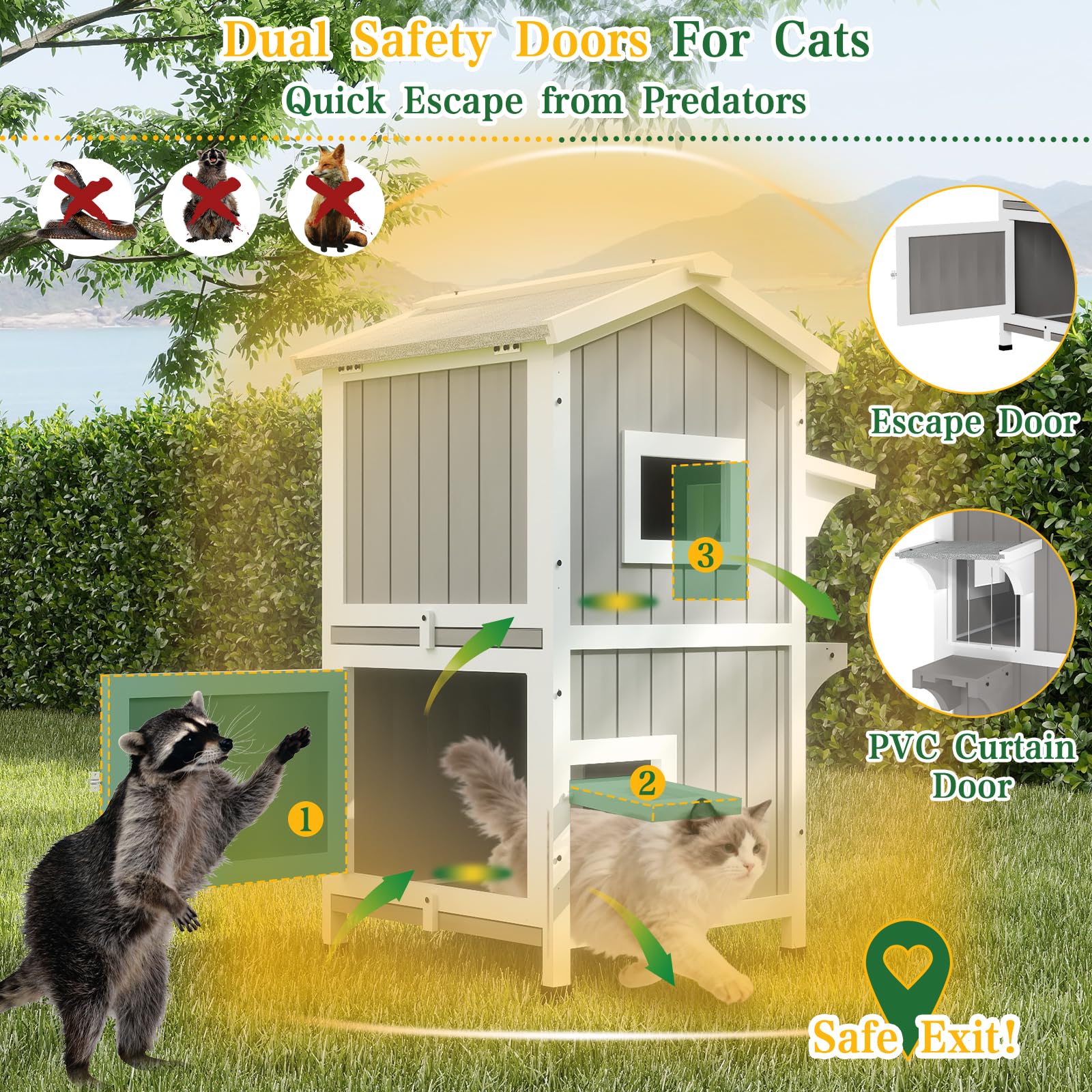 PetsCosset shelter featuring escape door for safe, stress-free exits.