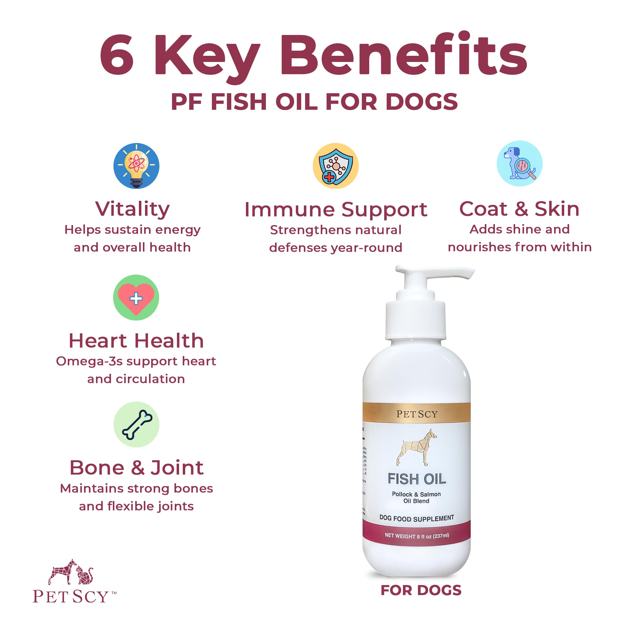 PetScy bottle-pour showing precise dosing and clean oil.