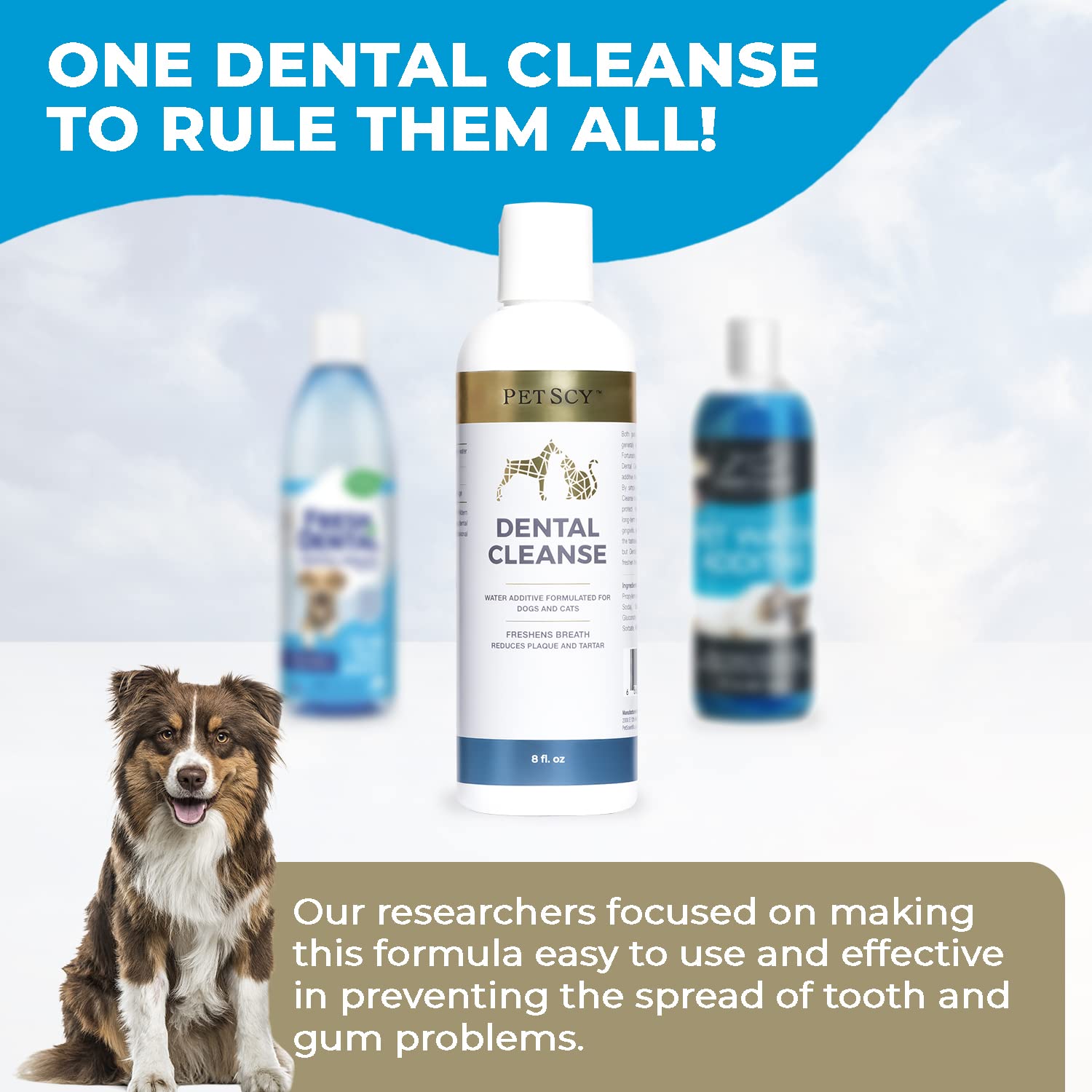 Petscy Dental Cleanse 8oz bottle ready for home use.