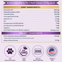 Petscy High-Dose Glucosamine HCl Chews—strong joint care for aging or active dogs.